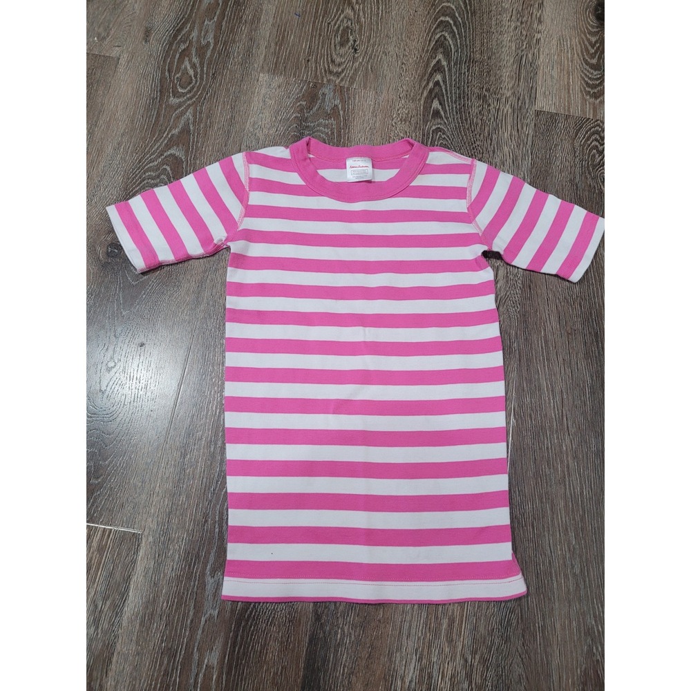 Hanna Andersson Girls Striped T-Shirt‎ Organic Cotton Pink White Top US 12 #R